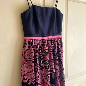 David Meister Strapless Flower Dress Size 6